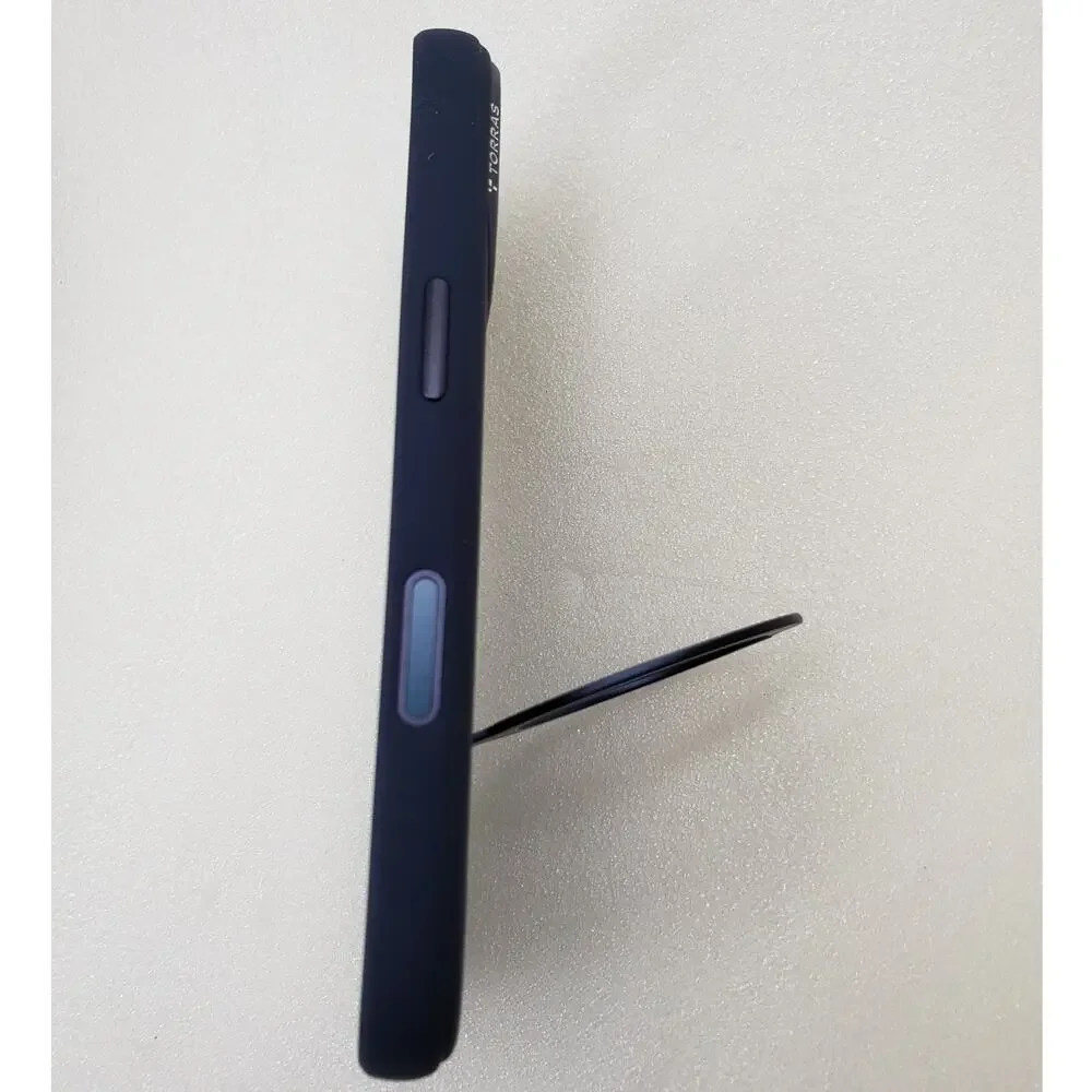 TORRAS Ostand O3 Silicone Case for iPhone 17 - Blue Magnetic Ring Stand Cover